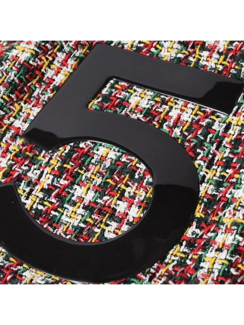 Chanel No 5 Tote Bag CC Logo Patch Tweed Leather Multicolor Silver